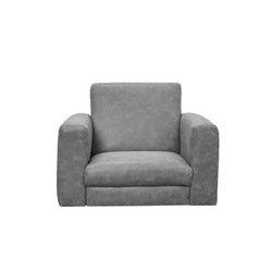 Children's Factory As We Grow Modern Chair Leather Gray with Walnut Legs - Distressed Gray (CF805-417)