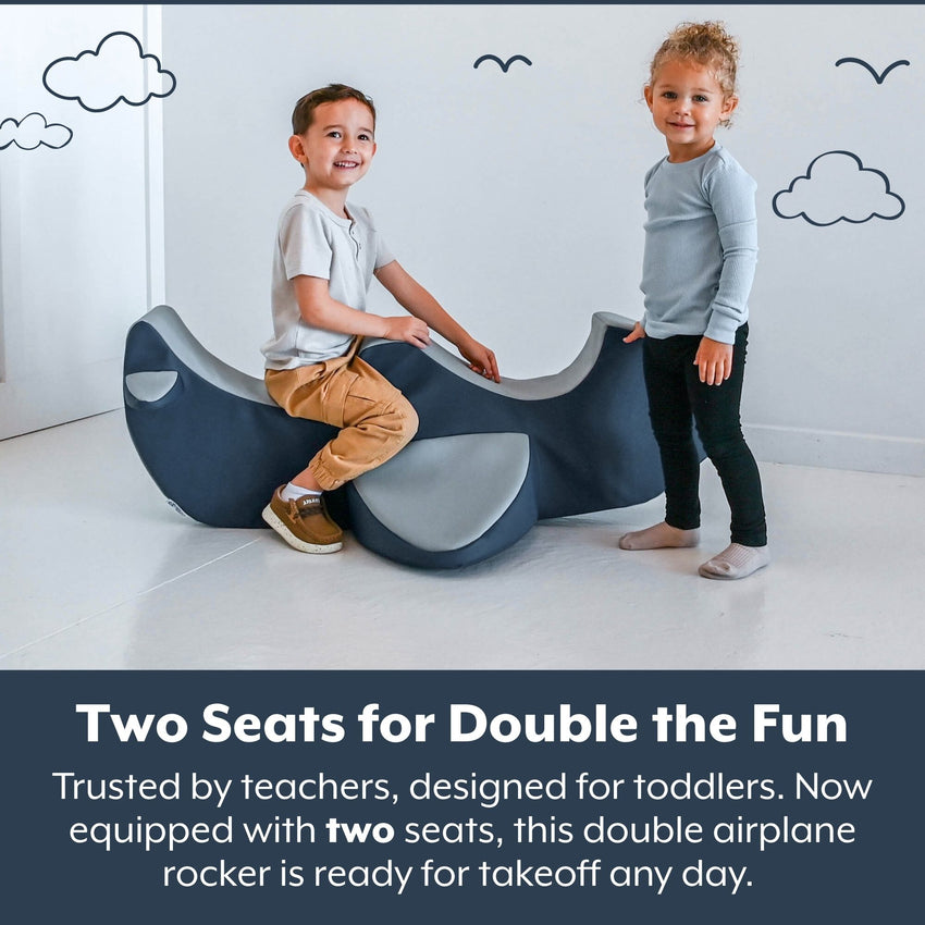 Childrensfactory Rocket the Rocker - Navy,Gray (Double Airplane) (CHI - CF805 - 522) - SchoolOutlet