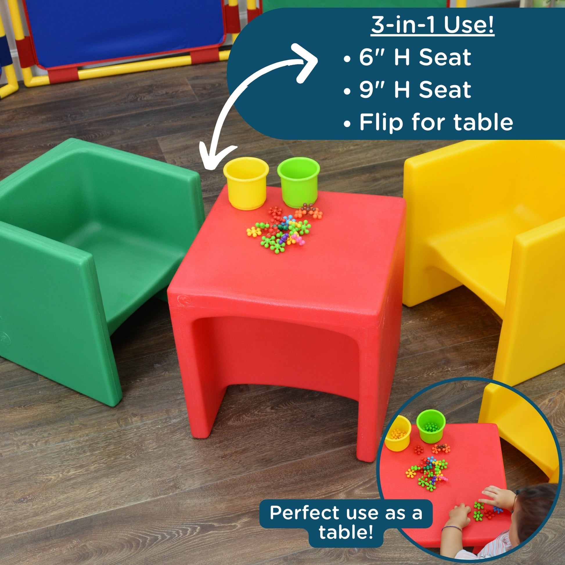 Children's Factory Cube Chair - Set of 4 - Rainbow - SchoolOutlet