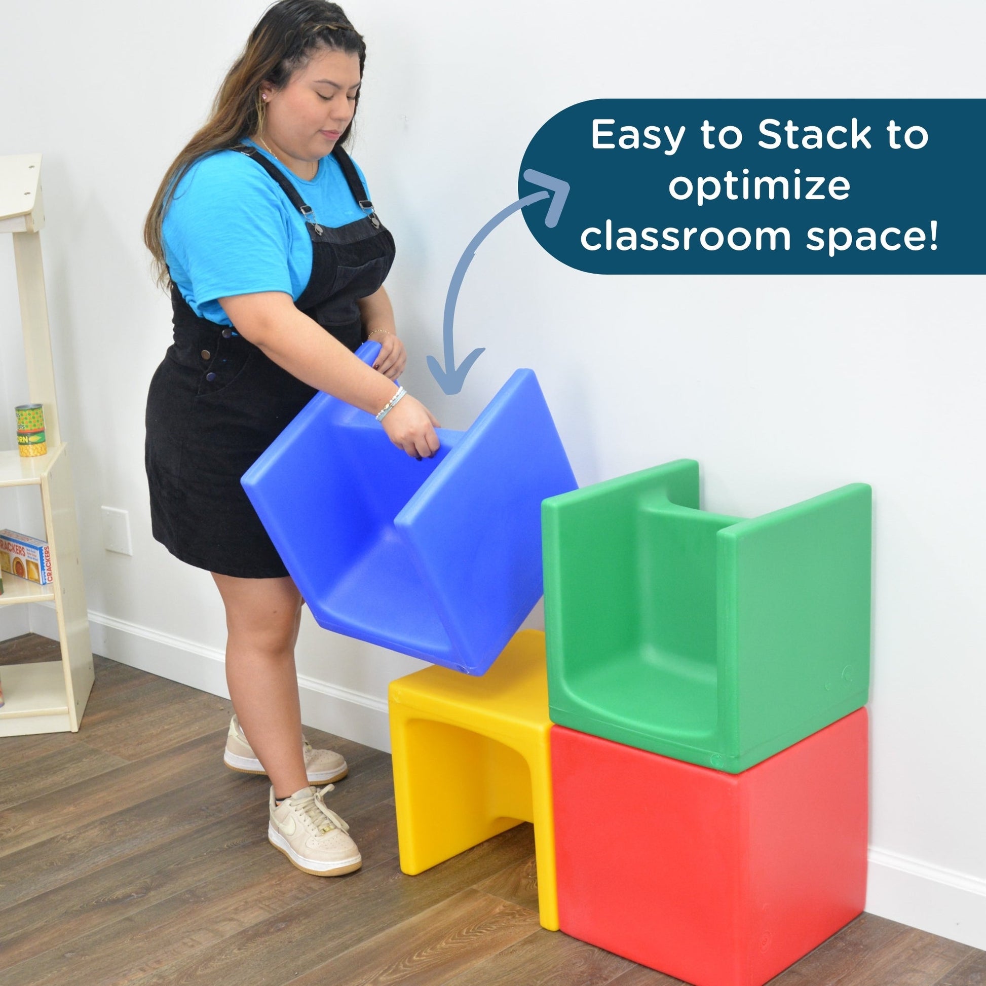 Children's Factory Cube Chair - Set of 4 - Rainbow - SchoolOutlet