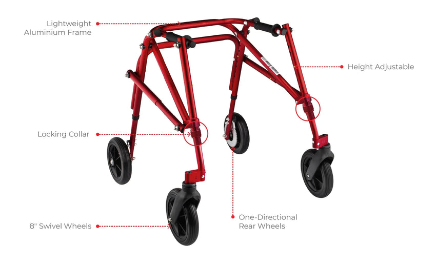 Circle Speciality Klip 4W Walker, 8" Wheels, Med, Blue (CSP - KP438) - SchoolOutlet