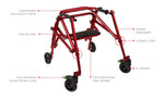 Circle Speciality Klip 4W Walker W.Seat, Sm, Red (CSP - KP520R) - SchoolOutlet