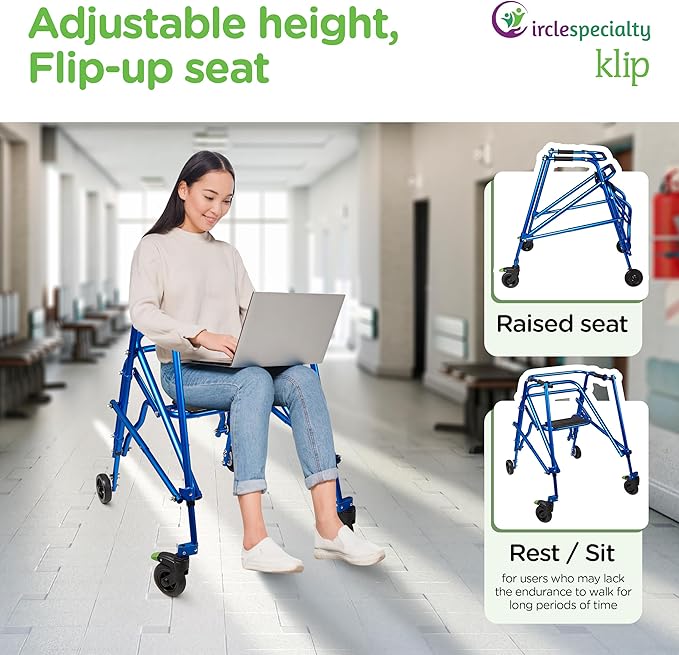 Circle Speciality Klip 4W Walker W.Seat, Med, Blue (CSP - KP530) - SchoolOutlet