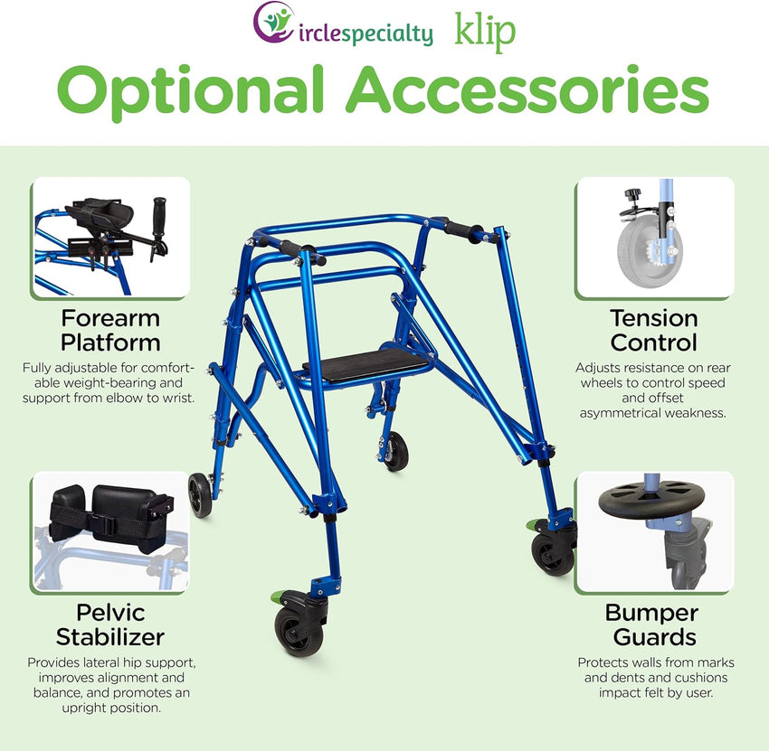 Circle Speciality Klip 4W Walker W.Seat, Lg, Blue (CSP - KP540B) - SchoolOutlet