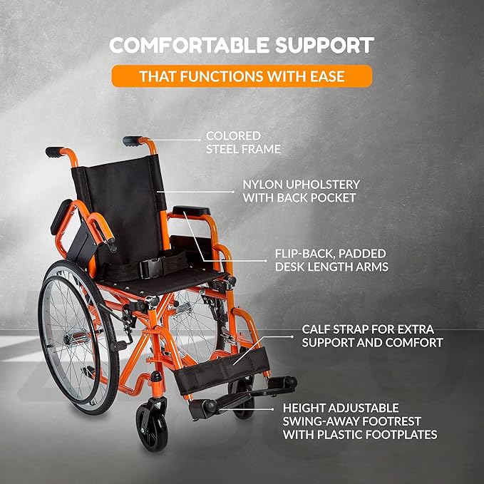 Circle Specialty Ziggo 12" Wheelchair, Orange (CSP - ZG1200) - SchoolOutlet