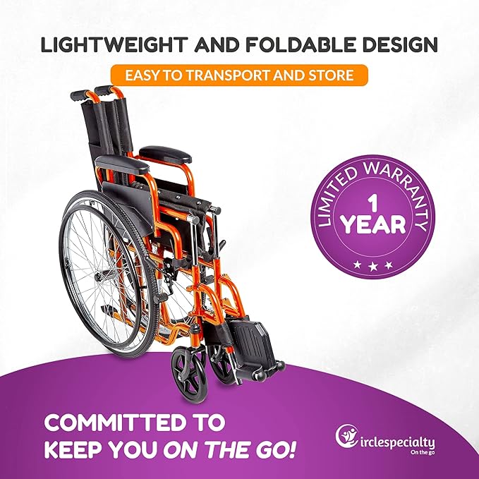 Circle Specialty Ziggo 12" Wheelchair, Orange (CSP - ZG1200) - SchoolOutlet