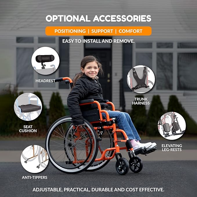 Circle Specialty Ziggo 12" Wheelchair, Orange (CSP - ZG1200) - SchoolOutlet