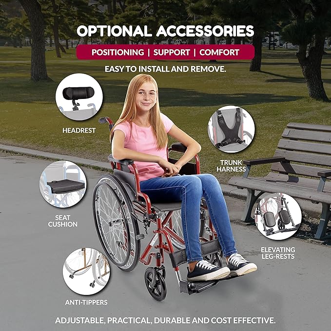 Circle Specialty Ziggo 14" Wheelchair, Red (CSP - ZG1400) - SchoolOutlet
