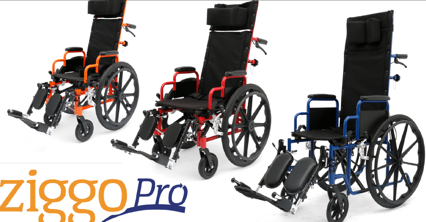Circle Specialty Ziggo 12" Reclining Wheelchair, Orange (CSP - ZREC1200) - SchoolOutlet