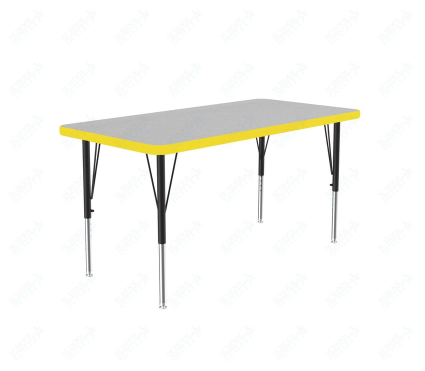 Correll Commercial Rectangular Activity Tables - Thermal Fused Laminate with Adjustable Height 24"W x 36"L x 19-29"H (COR-A2436TF-REC-XX) - SchoolOutlet