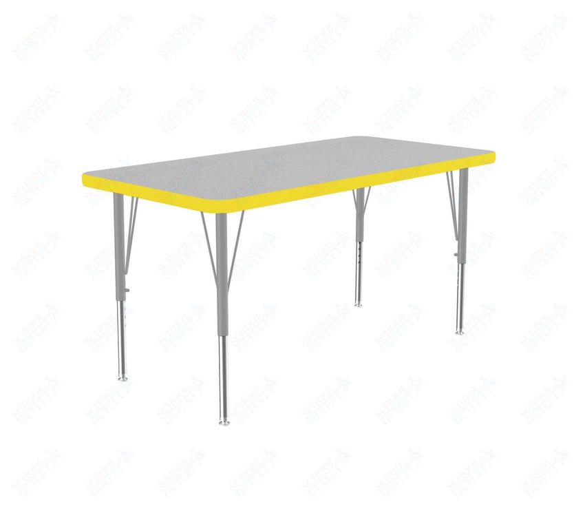 Correll Commercial Rectangular Activity Tables - Thermal Fused Laminate with Adjustable Height 24"W x 36"L x 19-29"H (COR-A2436TF-REC-XX) - SchoolOutlet