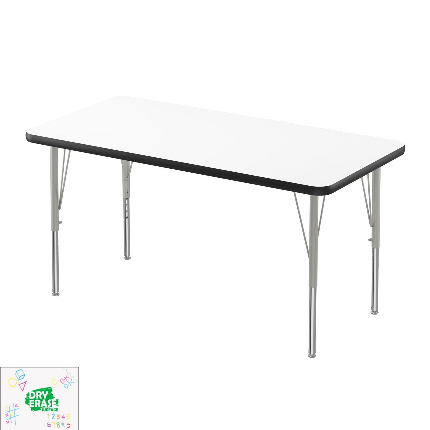 Correll Markerboard - Dry Erase Deluxe High Pressure Top - Activity Tables 24"W x 48"L x 19 - 29"H (COR - A2448DE - XX) - SchoolOutlet