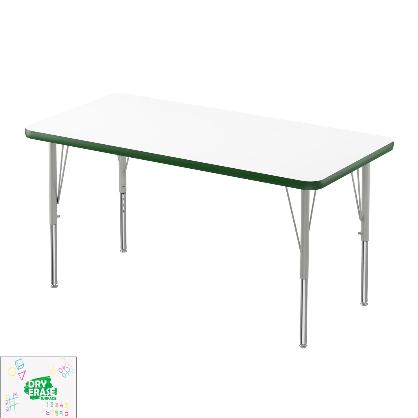 Correll Markerboard - Dry Erase Deluxe High Pressure Top - Activity Tables 24"W x 48"L x 19 - 29"H (COR - A2448DE - XX) - SchoolOutlet