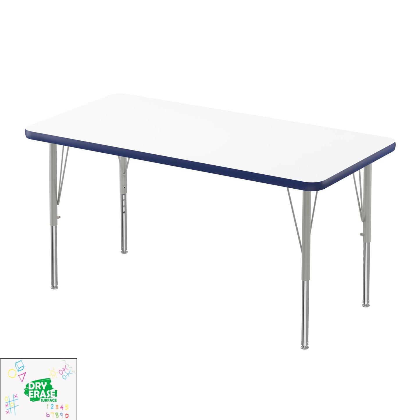 Correll Markerboard - Dry Erase Deluxe High Pressure Top - Activity Tables 24"W x 48"L x 19 - 29"H (COR - A2448DE - XX) - SchoolOutlet