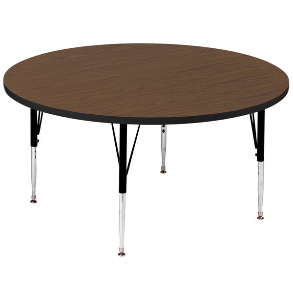 Correll Round Deluxe High - Pressure Top Activity Tables 36"W x 36"L x 19 - 29"H Adjustable Height (COR - A36 - RND - XX) - SchoolOutlet