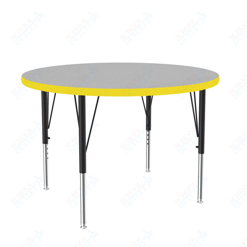Correll Round Deluxe High - Pressure Top Activity Tables 36"W x 36"L x 19 - 29"H Adjustable Height (COR - A36 - RND - XX) - SchoolOutlet