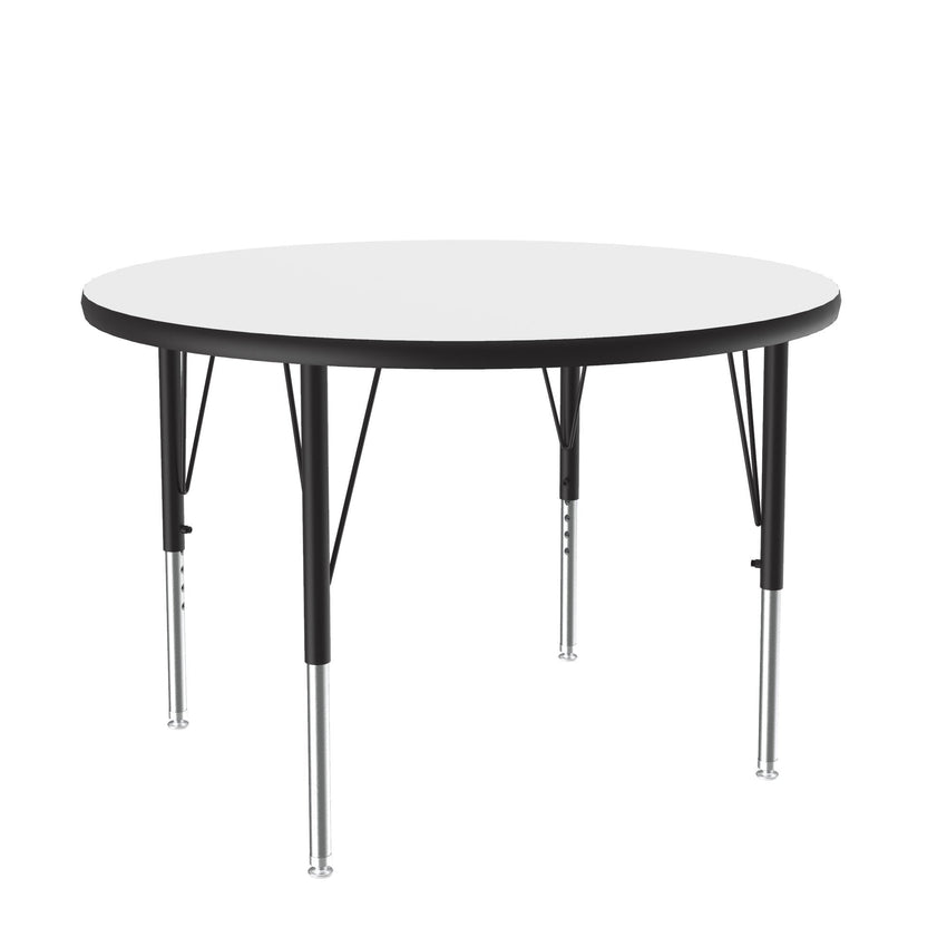 Correll Round Deluxe High - Pressure Top Activity Tables 36"W x 36"L x 19 - 29"H Adjustable Height (COR - A36 - RND - XX) - SchoolOutlet
