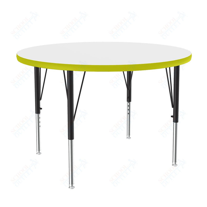 Correll Round Markerboard - Dry Erase Deluxe High Pressure Top - Activity Tables 42"W x 42"L x 19 - 29"H Adjustable Height (COR - A42DE - RND - XX) - SchoolOutlet