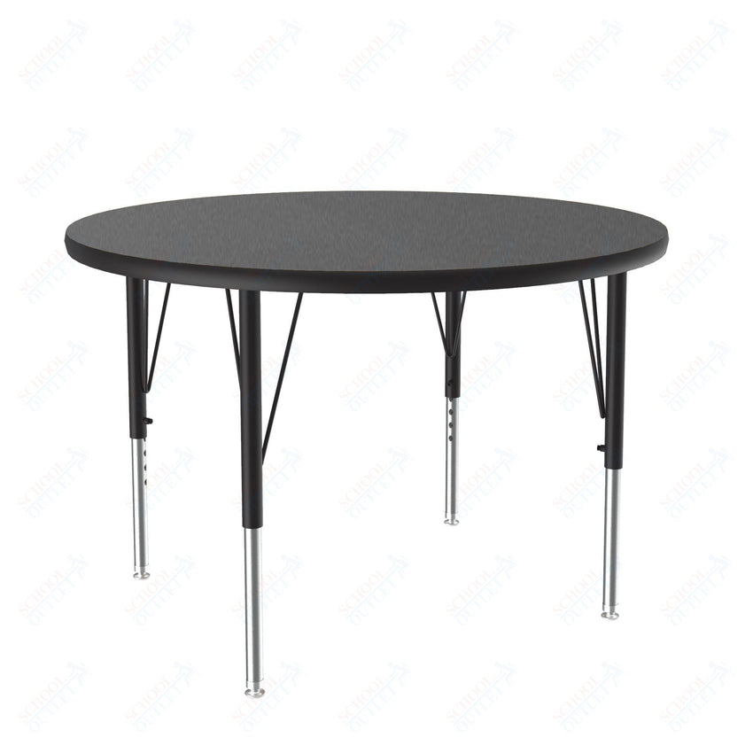 Correll Round Commercial Laminate Top Activity Tables 42"W x 42"L x 19 - 29"H Adjustable Height (COR - A42TF - RND - XX) - SchoolOutlet