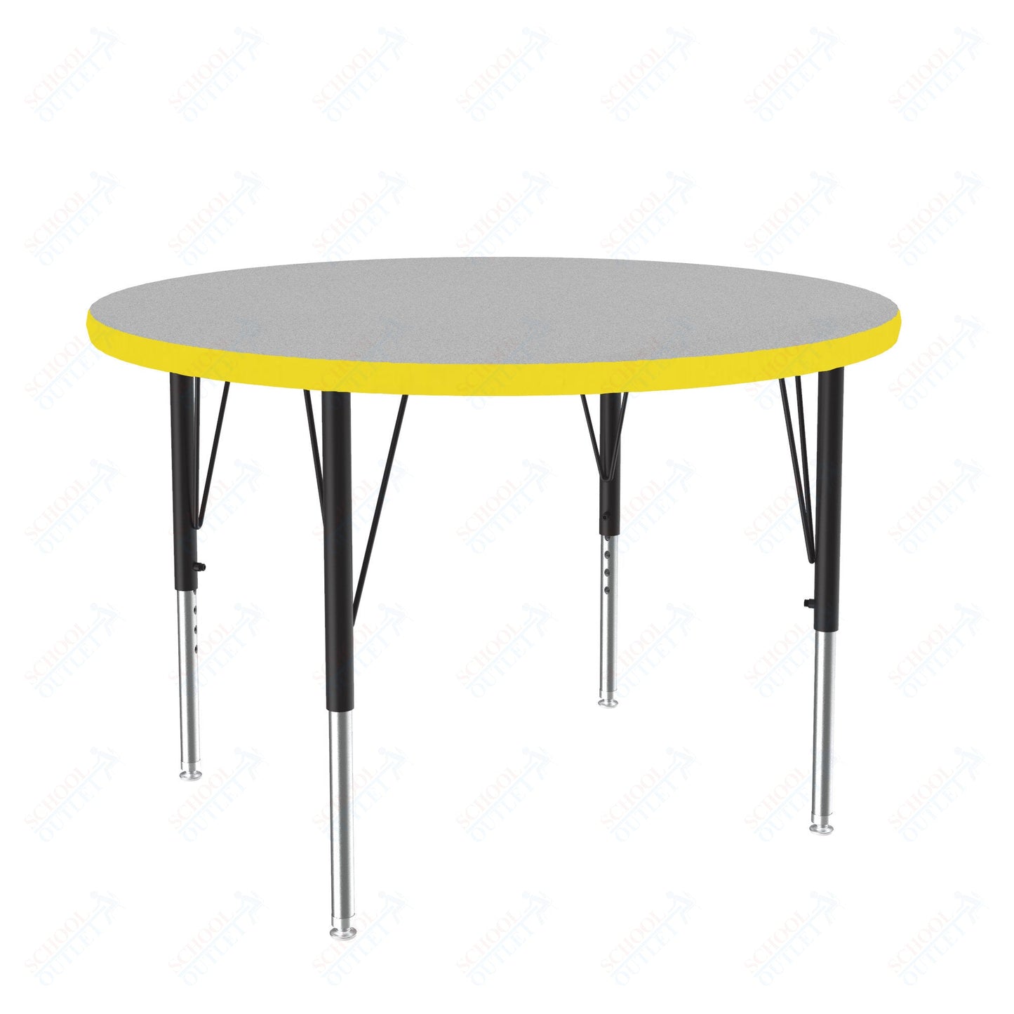 Correll Round Commercial Laminate Top Activity Tables 42"W x 42"L x 19 - 29"H Adjustable Height (COR - A42TF - RND - XX) - SchoolOutlet