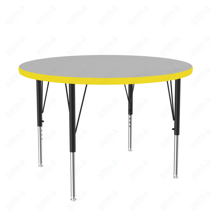 Correll Round Commercial Laminate Top Activity Tables 42"W x 42"L x 19 - 29"H Adjustable Height (COR - A42TF - RND - XX) - SchoolOutlet