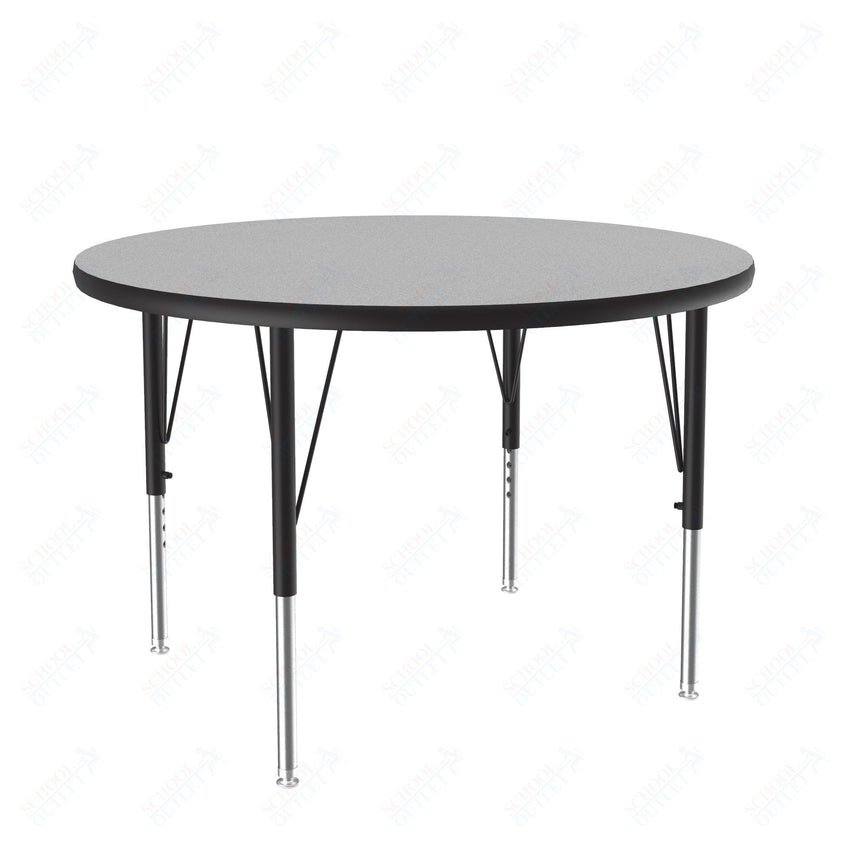 Correll Round Commercial Laminate Top Activity Tables 42"W x 42"L x 19 - 29"H Adjustable Height (COR - A42TF - RND - XX) - SchoolOutlet