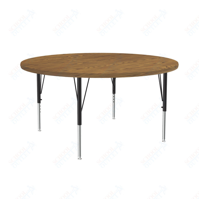 Correll Round Deluxe High - Pressure Top Activity Tables 48"W x 48"L x 19 - 29"H Adjustable Height (COR - A48 - RND - XX) - SchoolOutlet