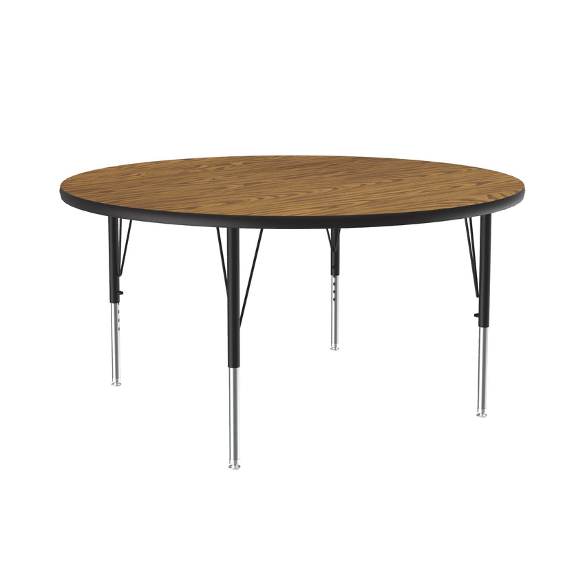 Correll Round Deluxe High - Pressure Top Activity Tables 48"W x 48"L x 19 - 29"H Adjustable Height (COR - A48 - RND - XX) - SchoolOutlet