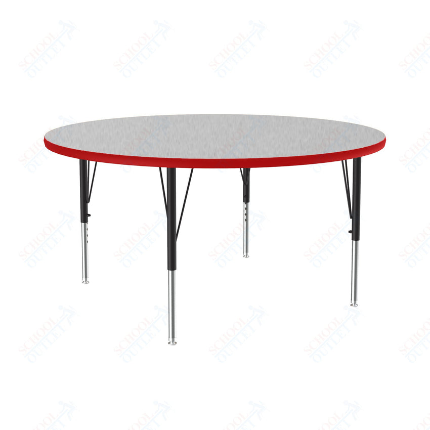 Correll Round Deluxe High - Pressure Top Activity Tables 48"W x 48"L x 19 - 29"H Adjustable Height (COR - A48 - RND - XX) - SchoolOutlet