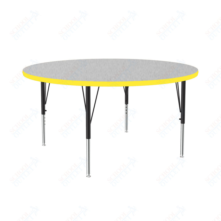 Correll Round Deluxe High - Pressure Top Activity Tables 48"W x 48"L x 19 - 29"H Adjustable Height (COR - A48 - RND - XX) - SchoolOutlet