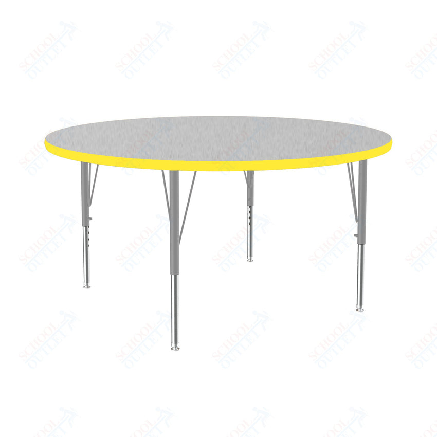 Correll Round Deluxe High - Pressure Top Activity Tables 48"W x 48"L x 19 - 29"H Adjustable Height (COR - A48 - RND - XX) - SchoolOutlet