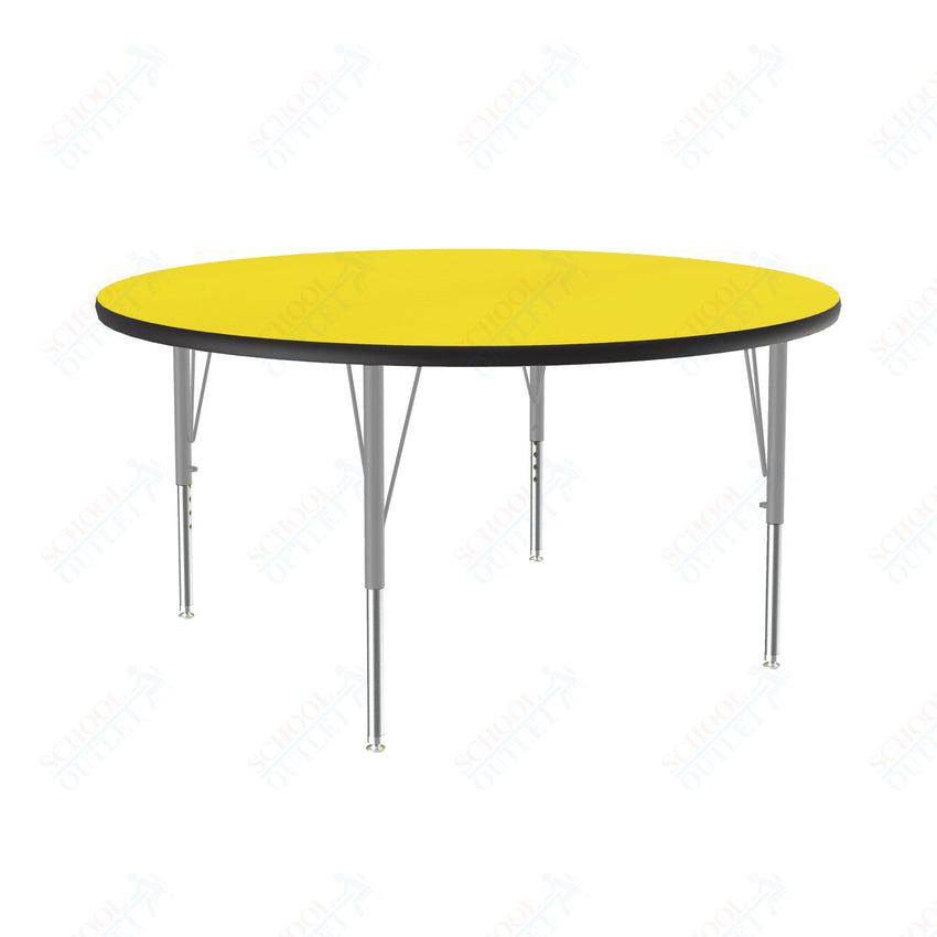 Correll Round Deluxe High - Pressure Top Activity Tables 48"W x 48"L x 19 - 29"H Adjustable Height (COR - A48 - RND - XX) - SchoolOutlet