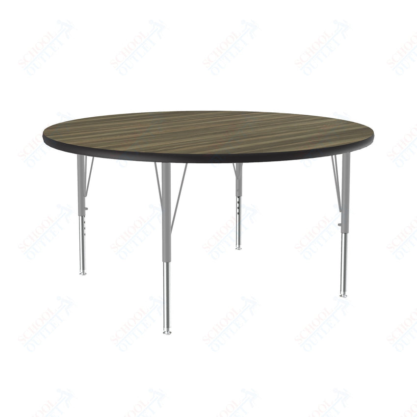 Correll Round Deluxe High - Pressure Top Activity Tables 48"W x 48"L x 19 - 29"H Adjustable Height (COR - A48 - RND - XX) - SchoolOutlet