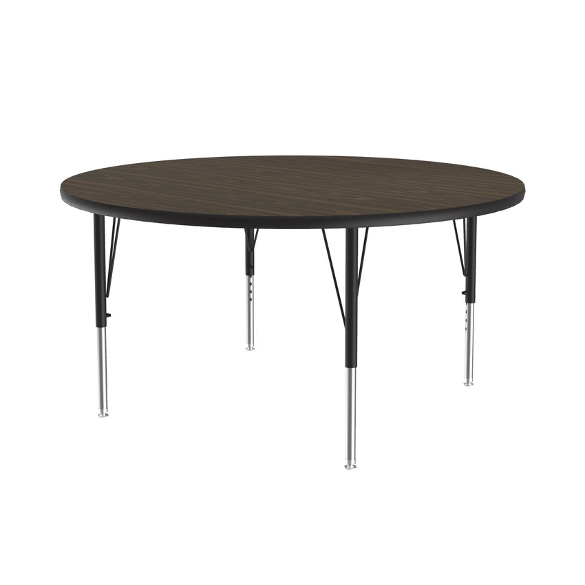 Correll Round Commercial Laminate Top Activity Tables 48"W x 48"L x 19 - 29"H Adjustable Height (COR - A48TF - RND - XX) - SchoolOutlet
