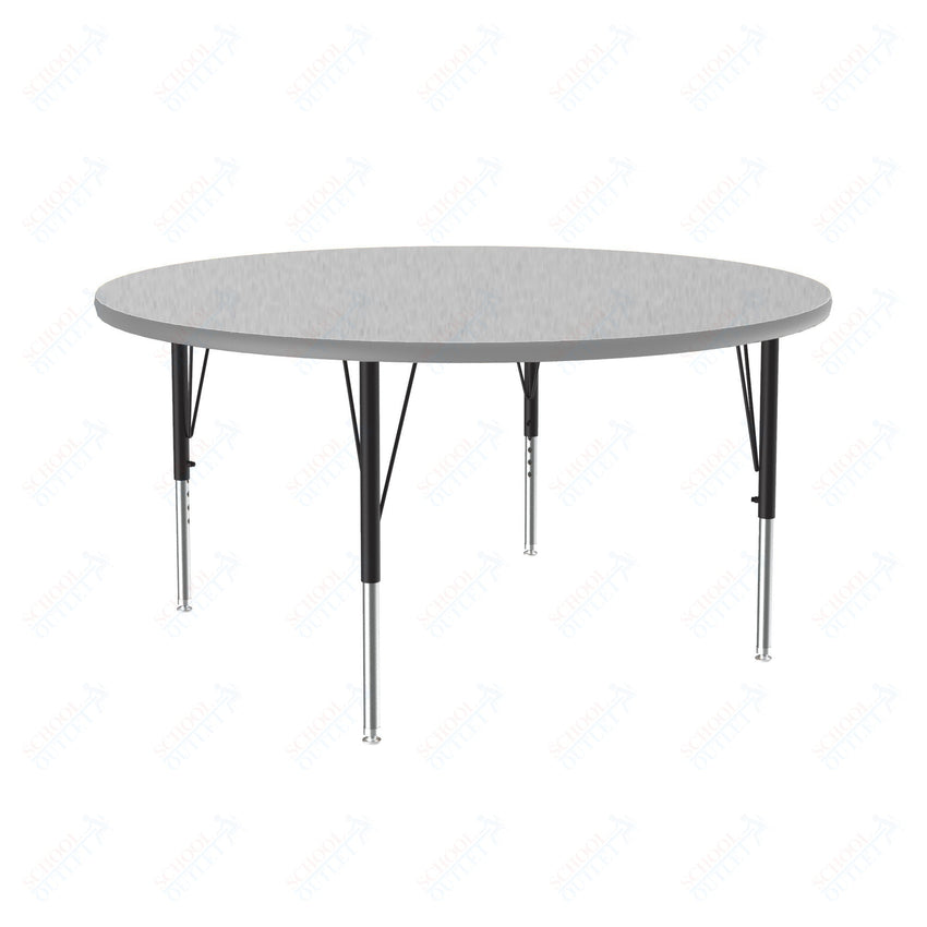 Correll Round Commercial Laminate Top Activity Tables 48"W x 48"L x 19 - 29"H Adjustable Height (COR - A48TF - RND - XX) - SchoolOutlet