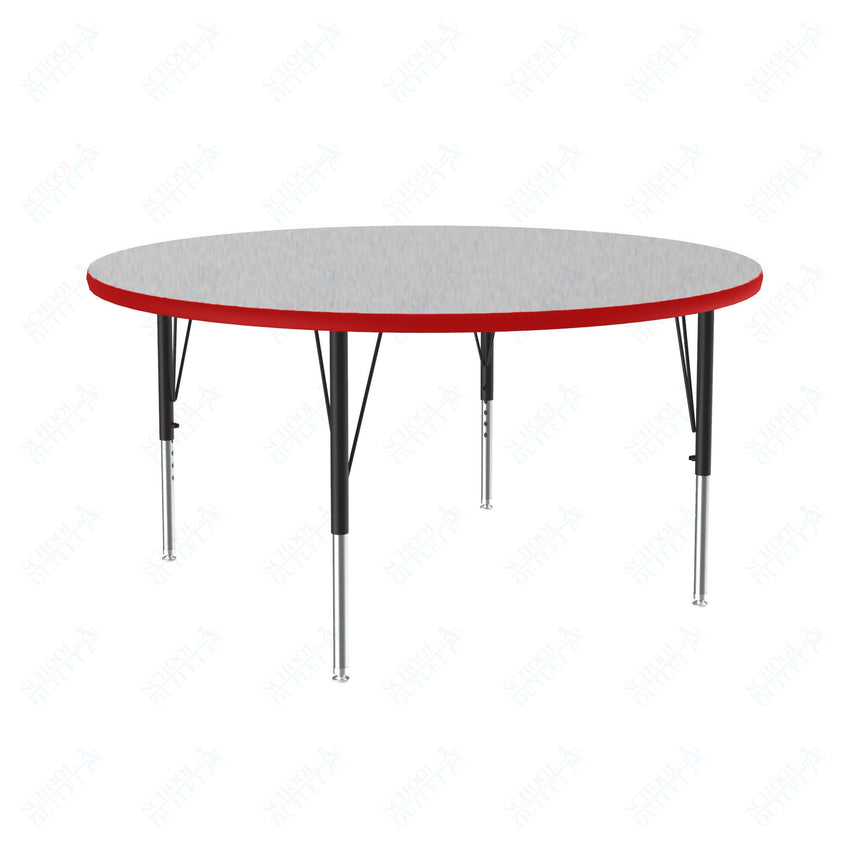 Correll Round Commercial Laminate Top Activity Tables 48"W x 48"L x 19 - 29"H Adjustable Height (COR - A48TF - RND - XX) - SchoolOutlet