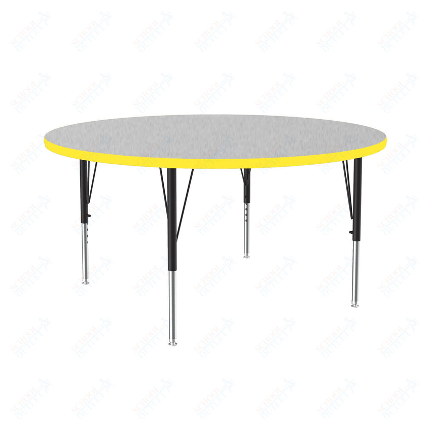 Correll Round Commercial Laminate Top Activity Tables 48"W x 48"L x 19 - 29"H Adjustable Height (COR - A48TF - RND - XX) - SchoolOutlet