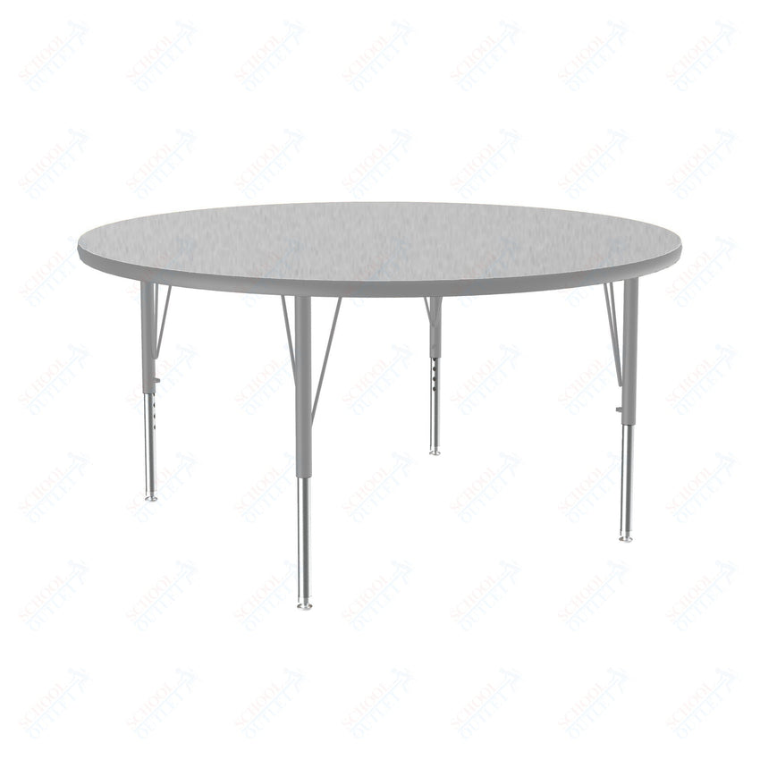 Correll Round Commercial Laminate Top Activity Tables 48"W x 48"L x 19 - 29"H Adjustable Height (COR - A48TF - RND - XX) - SchoolOutlet