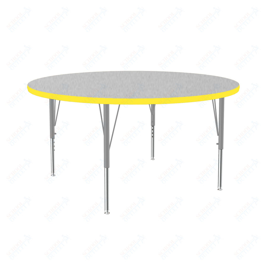 Correll Round Commercial Laminate Top Activity Tables 48"W x 48"L x 19 - 29"H Adjustable Height (COR - A48TF - RND - XX) - SchoolOutlet