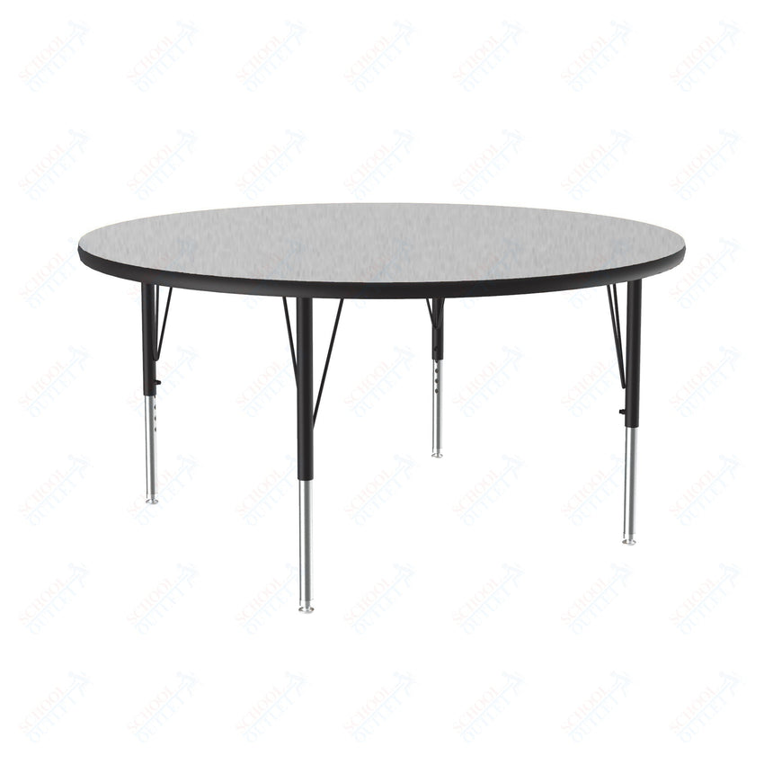 Correll Round Commercial Laminate Top Activity Tables 48"W x 48"L x 19 - 29"H Adjustable Height (COR - A48TF - RND - XX) - SchoolOutlet