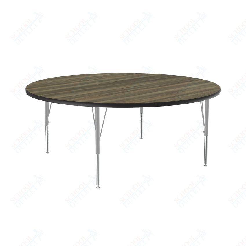 Correll Round Deluxe High - Pressure Top Activity Tables 60"W x 60"L x 19 - 29"H Adjustable Height (COR - A60 - RND - XX) - SchoolOutlet