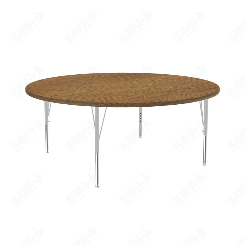 Correll Round Deluxe High - Pressure Top Activity Tables 60"W x 60"L x 19 - 29"H Adjustable Height (COR - A60 - RND - XX) - SchoolOutlet