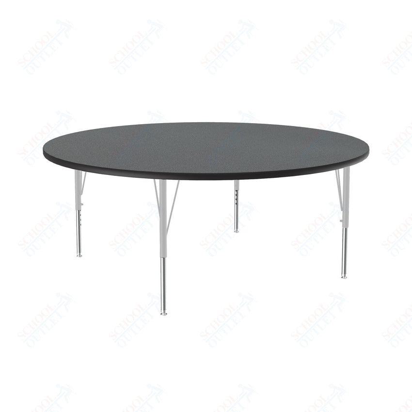 Correll Round Deluxe High - Pressure Top Activity Tables 60"W x 60"L x 19 - 29"H Adjustable Height (COR - A60 - RND - XX) - SchoolOutlet