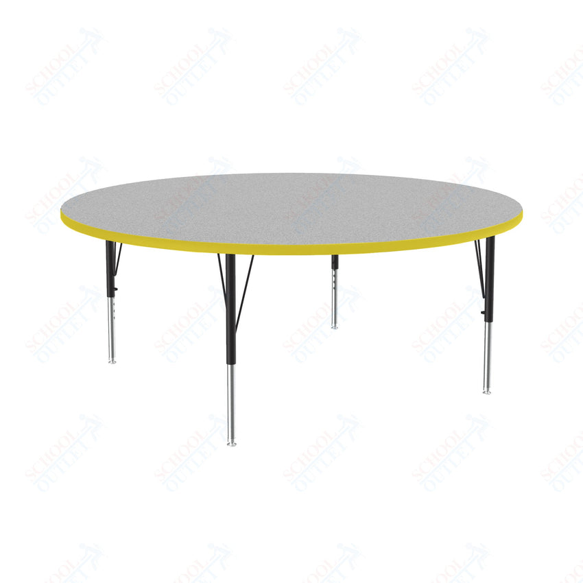Correll Round Deluxe High - Pressure Top Activity Tables 60"W x 60"L x 19 - 29"H Adjustable Height (COR - A60 - RND - XX) - SchoolOutlet