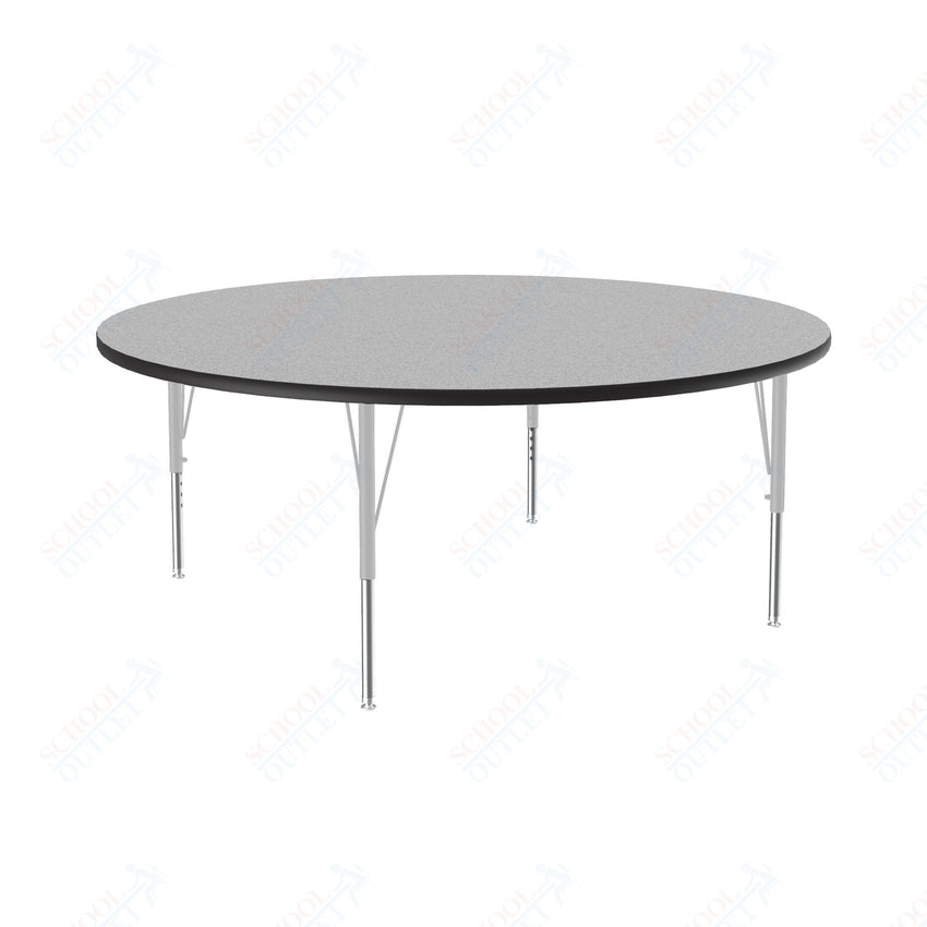Correll Round Deluxe High - Pressure Top Activity Tables 60"W x 60"L x 19 - 29"H Adjustable Height (COR - A60 - RND - XX) - SchoolOutlet