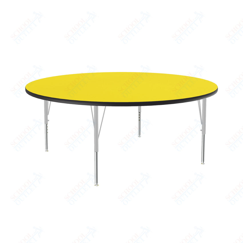 Correll Round Deluxe High - Pressure Top Activity Tables 60"W x 60"L x 19 - 29"H Adjustable Height (COR - A60 - RND - XX) - SchoolOutlet