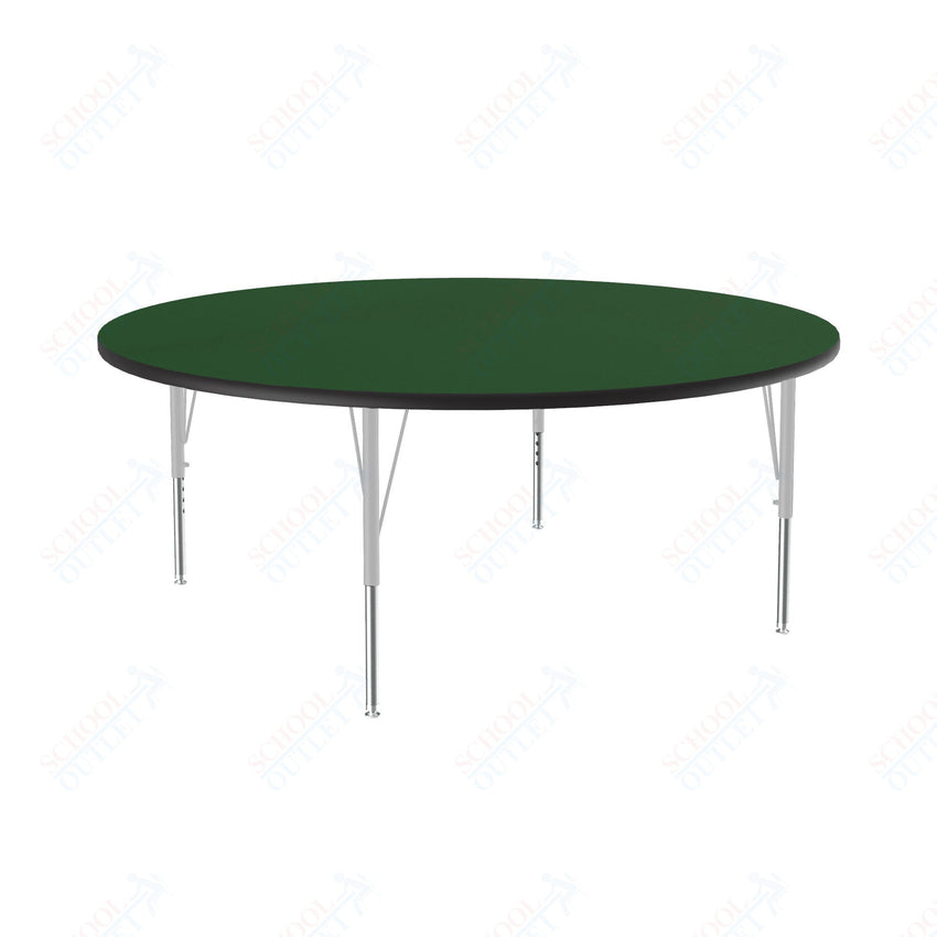 Correll Round Deluxe High - Pressure Top Activity Tables 60"W x 60"L x 19 - 29"H Adjustable Height (COR - A60 - RND - XX) - SchoolOutlet
