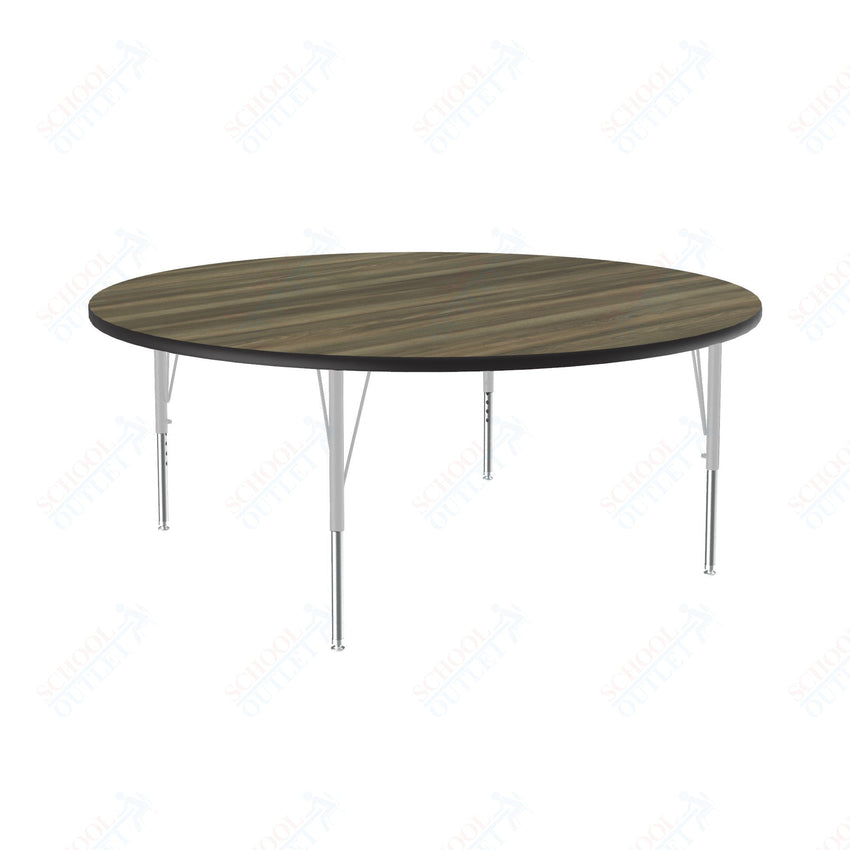 Correll Round Deluxe High - Pressure Top Activity Tables 60"W x 60"L x 19 - 29"H Adjustable Height (COR - A60 - RND - XX) - SchoolOutlet