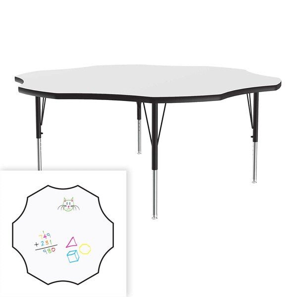 Correll Flower Markerboard - Dry Erase Deluxe High Pressure Top - Activity Tables 60"W x 60"L x 19 - 29"H Adjustable Height (COR - A60DE - FLR - XX) - SchoolOutlet