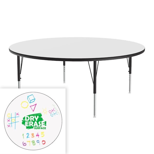 Correll Round Markerboard - Dry Erase Deluxe High Pressure Top - Activity Tables 60"W x 60"L x 19 - 29"H Adjustable Height (COR - A60DE - RND - XX) - SchoolOutlet